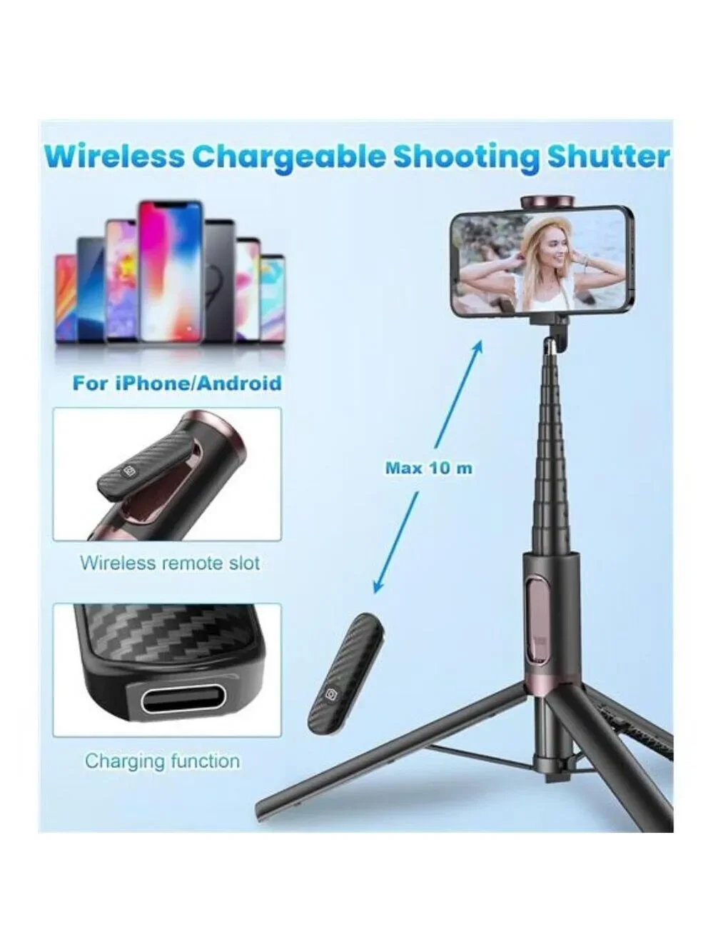 67 Inch Phone Tripod Stand with Remote Selfie Stick for iPhone Android Camera